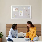 30 x 20 in Linen Cork Bulletin Board with White MDF Frame for Home Office School