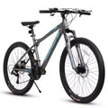 NAYSAYE 26 Inch Mountain Bike For Adults And Teenagers Steel Frame Disc Brakes 21 Speed Gears For Fitness Riding, Blue and Gray, 67*26.5*38