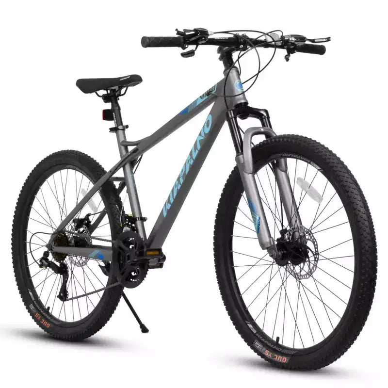 NAYSAYE 26 Inch Mountain Bike For Adults And Teenagers Steel Frame Disc Brakes 21 Speed Gears For Fitness Riding, Blue and Gray, 67*26.5*38