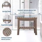 Shower Bench, 20.6 Inch HDPE Waterproof Shower Stool, 400Lbs Bathroom Chair with Storage Shelf, Non-Slip Surface Bathroom Chair for Elderly Seniors