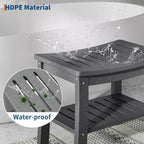 Shower Bench, 20.6 Inch HDPE Waterproof Shower Stool, 400Lbs Bathroom Chair with Storage Shelf, Non-Slip Surface Bathroom Chair for Elderly Seniors