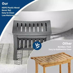 Shower Bench, 20.6 Inch HDPE Waterproof Shower Stool, 400Lbs Bathroom Chair with Storage Shelf, Non-Slip Surface Bathroom Chair for Elderly Seniors