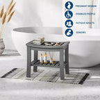 Shower Bench, 20.6 Inch HDPE Waterproof Shower Stool, 400Lbs Bathroom Chair with Storage Shelf, Non-Slip Surface Bathroom Chair for Elderly Seniors