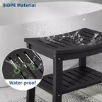 Shower Bench, 20.6 Inch HDPE Waterproof Shower Stool, 400Lbs Bathroom Chair with Storage Shelf, Non-Slip Surface Bathroom Chair for Elderly Seniors