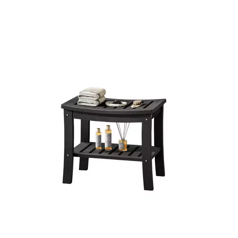 Shower Bench, 20.6 Inch HDPE Waterproof Shower Stool, 400Lbs Bathroom Chair with Storage Shelf, Non-Slip Surface Bathroom Chair for Elderly Seniors