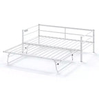 Karl Home Twin Size Heavy Duty Metal Day Daybed With Pop Up Trundle, No Box Spring Needed,White