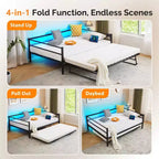 Karl Home Twin Size Heavy Duty Metal Day Daybed With Pop Up Trundle, No Box Spring Needed,White