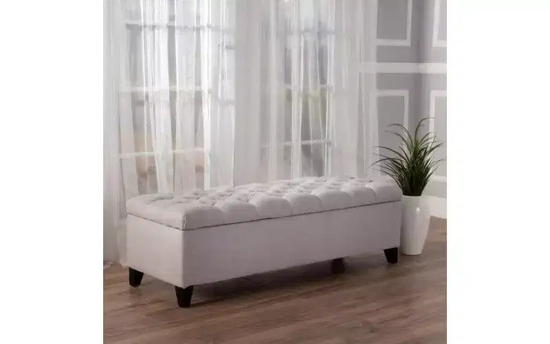 Okak Storage Ottoman with Button Tufted and Diamond Stitched, End Of Bed Bench with Strudy Legs, Storage Bench for Living Room