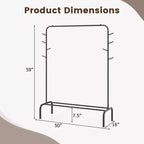 Costway 50-Inch Wide Metal Garment Wardrobe Rack w/8 Hooks & Storage Shelf for Laundry