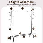Costway 50-Inch Wide Metal Garment Wardrobe Rack w/8 Hooks & Storage Shelf for Laundry