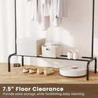 Costway 50-Inch Wide Metal Garment Wardrobe Rack w/8 Hooks & Storage Shelf for Laundry