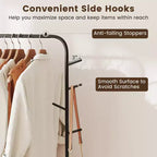 Costway 50-Inch Wide Metal Garment Wardrobe Rack w/8 Hooks & Storage Shelf for Laundry