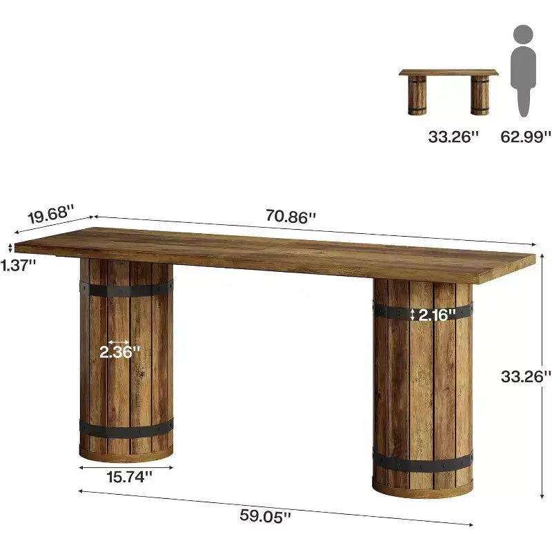 Tavolo da bar Lantine Industrial da 70,9 pollici, tavolo da pub altezza bancone, mobile bar rettangolare per soggiorno, bar di piccole dimensioni