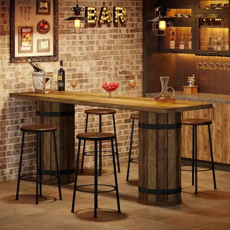 Tavolo da bar Lantine Industrial da 70,9 pollici, tavolo da pub altezza bancone, mobile bar rettangolare per soggiorno, bar di piccole dimensioni