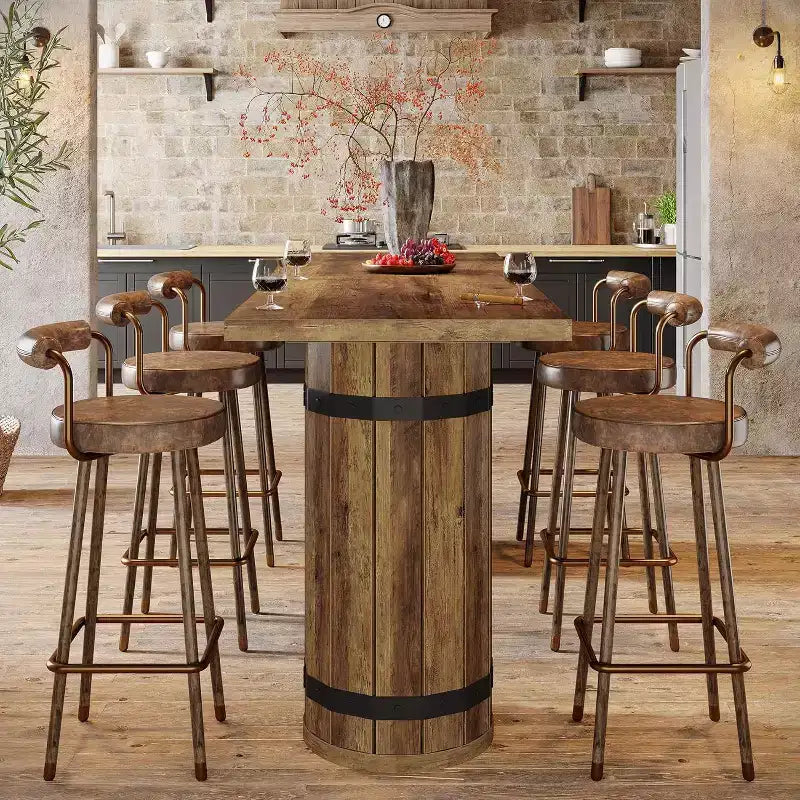 Tavolo da bar Lantine Industrial da 70,9 pollici, tavolo da pub altezza bancone, mobile bar rettangolare per soggiorno, bar di piccole dimensioni