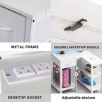 Scrivania da Gaming a L Bestier con Luci LED RGB, Stazione di Ricarica USB, Presa di Corrente, Supporto per Monitor e Scaffali Portaoggetti