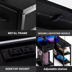 Scrivania da Gaming a L Bestier con Luci LED RGB, Stazione di Ricarica USB, Presa di Corrente, Supporto per Monitor e Scaffali Portaoggetti