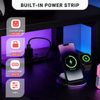 Scrivania da Gaming a L Bestier con Luci LED RGB, Stazione di Ricarica USB, Presa di Corrente, Supporto per Monitor e Scaffali Portaoggetti