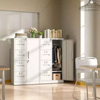 VIYET 52 4-Drawer 1-Door Metal Storage Cabinet with Lock - White Vertical Steel Filing Cabinet for Home Office, School & Living Room