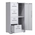 VIYET 52 4-Drawer 1-Door Metal Storage Cabinet with Lock - White Vertical Steel Filing Cabinet for Home Office, School & Living Room
