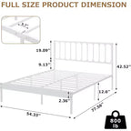 14 Inch Queen Bed Frame - 30 Minutes Assembly Metal Platform Bed Frame with Headboard, No Box Spring Needed - Modern Design, Non-Slip