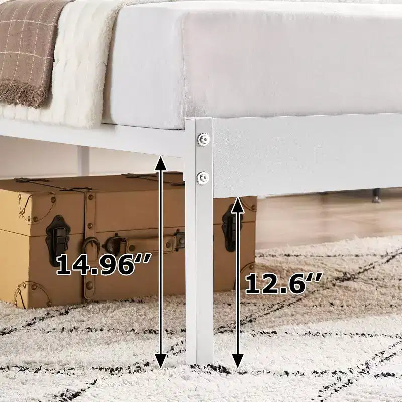 14 Inch Queen Bed Frame - 30 Minutes Assembly Metal Platform Bed Frame with Headboard, No Box Spring Needed - Modern Design, Non-Slip
