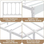 14 Inch Queen Bed Frame - 30 Minutes Assembly Metal Platform Bed Frame with Headboard, No Box Spring Needed - Modern Design, Non-Slip