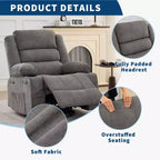 360 Swivel Rocker Recliner Chair for Adults, Rocking Manual Glider Sofa with 3 Positions, 2 Cup Holders, 4 Pockets for Nursery, Living Room, Bedroom
