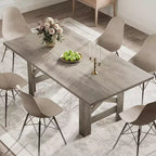 71 Grande Tavolo da Pranzo per 6-8, Tavolo da Cucina in Legno Stile Fattoria con Robuste Gambe Triangolari, Piano Spesso Rettangolare, Base Resistente per Sala da Pranzo