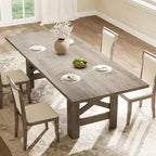 71 Grande Tavolo da Pranzo per 6-8, Tavolo da Cucina in Legno Stile Fattoria con Robuste Gambe Triangolari, Piano Spesso Rettangolare, Base Resistente per Sala da Pranzo