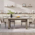 71 Grande Tavolo da Pranzo per 6-8, Tavolo da Cucina in Legno Stile Fattoria con Robuste Gambe Triangolari, Piano Spesso Rettangolare, Base Resistente per Sala da Pranzo