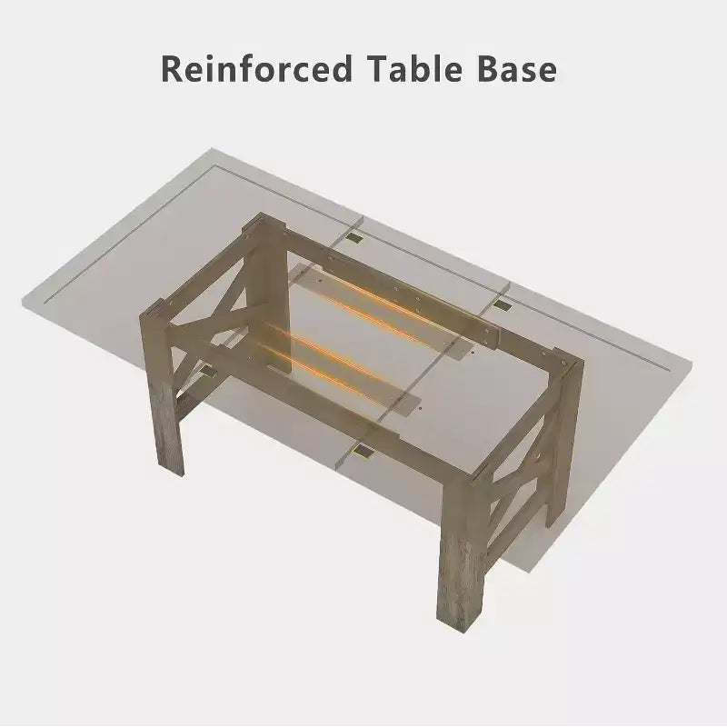 71 Grande Tavolo da Pranzo per 6-8, Tavolo da Cucina in Legno Stile Fattoria con Robuste Gambe Triangolari, Piano Spesso Rettangolare, Base Resistente per Sala da Pranzo