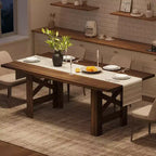 71 Grande Tavolo da Pranzo per 6-8, Tavolo da Cucina in Legno Stile Fattoria con Robuste Gambe Triangolari, Piano Spesso Rettangolare, Base Resistente per Sala da Pranzo