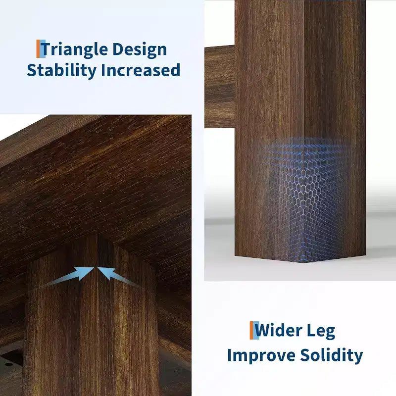 71 Grande Tavolo da Pranzo per 6-8, Tavolo da Cucina in Legno Stile Fattoria con Robuste Gambe Triangolari, Piano Spesso Rettangolare, Base Resistente per Sala da Pranzo