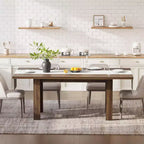 71 Grande Tavolo da Pranzo per 6-8, Tavolo da Cucina in Legno Stile Fattoria con Robuste Gambe Triangolari, Piano Spesso Rettangolare, Base Resistente per Sala da Pranzo