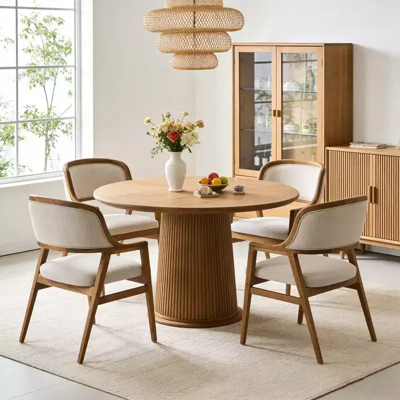 Christopher Knight Home Vera, sedie da pranzo imbottite in legno di gomma stile moderno di metà secolo (set da 4)