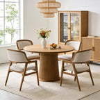 Christopher Knight Home Vera, sedie da pranzo imbottite in legno di gomma stile moderno di metà secolo (set da 4)
