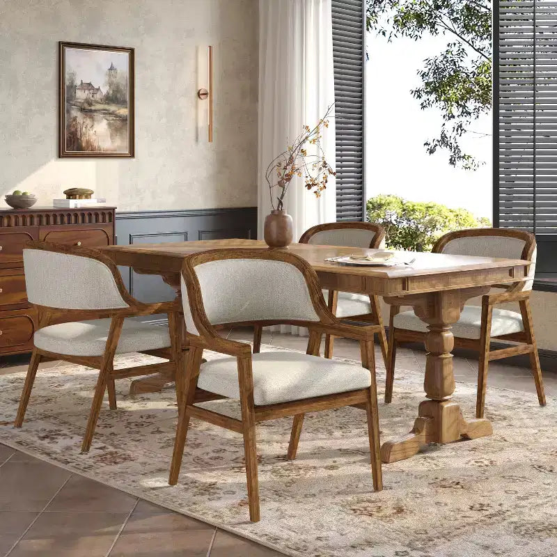 Christopher Knight Home Vera Mid-Century Modern Rubberwood Upholstered Dining Chairs (Set of 4)