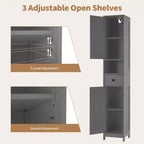 Armadietto da Bagno Alto 66,9", Organizer Stretto Indipendente con Ripiani Regolabili, Design Resistente all'Acqua, per Spazi Piccoli Cucina Ingresso,
