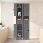 Armadietto da Bagno Alto 66,9", Organizer Stretto Indipendente con Ripiani Regolabili, Design Resistente all'Acqua, per Spazi Piccoli Cucina Ingresso,