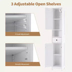 Armadietto da Bagno Alto 66,9", Organizer Stretto Indipendente con Ripiani Regolabili, Design Resistente all'Acqua, per Spazi Piccoli Cucina Ingresso,