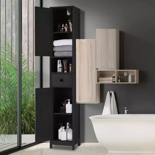 66.9 Tall Bathroom Storage Cabinet, Freestanding Narrow Organizer with Adjustable Shelves, Water Resistant Design, for Small Spaces Kitchen Hallway,