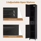 Armadietto da Bagno Alto 66,9", Organizer Stretto Indipendente con Ripiani Regolabili, Design Resistente all'Acqua, per Spazi Piccoli Cucina Ingresso,