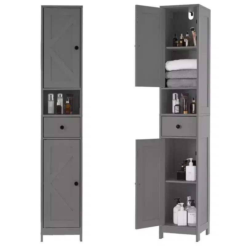 66.9 Tall Bathroom Storage Cabinet, Freestanding Narrow Organizer with Adjustable Shelves, Water Resistant Design, for Small Spaces Kitchen Hallway,