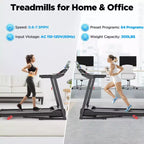 3.5HP Folding Treadmill for Home, 3-Level Incline, 7.5 MPH, 64 Programs, Free courses & App Control