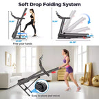 3.5HP Folding Treadmill for Home, 3-Level Incline, 7.5 MPH, 64 Programs, Free courses & App Control