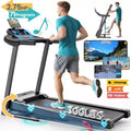 2.75HP Folding Treadmill w/ 300lb Capacity, 3 Incline, 7.5MPH Portable Treadmill for Home , 64+6+1 Program, Smart APP, Bluetooth HiFi Stereo Speakers
