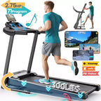 2.75HP Folding Treadmill w/ 300lb Capacity, 3 Incline, 7.5MPH Portable Treadmill for Home , 64+6+1 Program, Smart APP, Bluetooth HiFi Stereo Speakers
