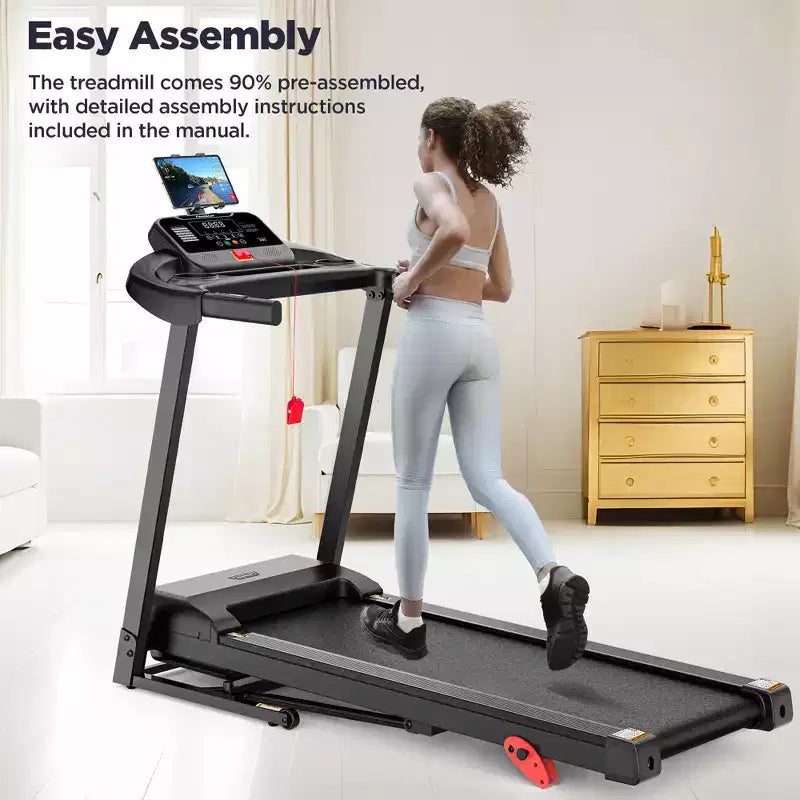 Tapis roulant pieghevole da 2,75HP con capacità di 136 kg, 3 livelli di inclinazione, velocità massima di 12 km/h, tapis roulant portatile per casa, 64+6+1 programmi, APP intelligente, altoparlanti stereo HiFi Bluetooth