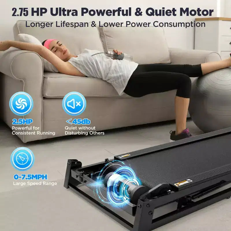 Tapis roulant pieghevole da 2,75HP con capacità di 136 kg, 3 livelli di inclinazione, velocità massima di 12 km/h, tapis roulant portatile per casa, 64+6+1 programmi, APP intelligente, altoparlanti stereo HiFi Bluetooth